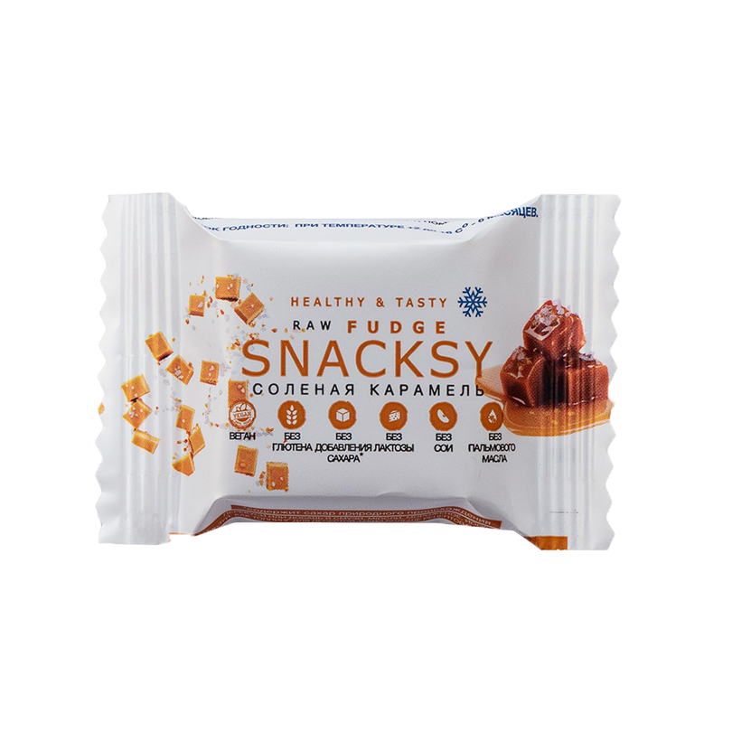 Батончик Raw FUDGE с соленой карамелью Snacksy, 20 гр